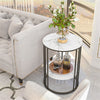 FATIVO Marble Side End Table Round Coffee Table Raised Black Legs Furniture Deco