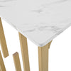 Rectangular Dining Table Kitchen Table w/ White Marble Effect Top and Gold Legs