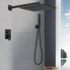 12" Concealed Shower Mixer Valve Tap Square Black Bathroom Twin Head Valve Qotof