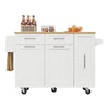 Kitchen Island Rolling Cart with Drop Leaf Top, Storage Drawers & Storage Space