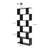 6 Tiers S-Shaped Display Bookshelf Wooden Free Standing Storage Shelf Black