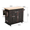 Butcher Block Wood Kitchen Cabinet Rolling Kitchen Island Storage Trolley Cart