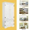 Tall Kitchen Larder Slim White Pantry Cabinet Cupboard Storage Unit Shelves Wood