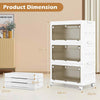 3-Tier Stackable Storage Bins Storage Organizer with Wheels-White
