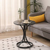 Modern 50cm Round Coffee Table with Pedestal Base Sofa Side Tea End Tables Black