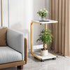Rolling C-Shaped Laptop Side Table Bedside Table Sofa End Table with 2 Shelves