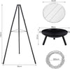 Tripod Outdoor Fire Pit BBQ Bowl Round Garden Patio Extra Large Barbecue Grill