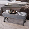 Button Tufted Upholstered Accent Lounge Chair Stool Window Seat Hallway Bench UK