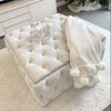 24" Square Upholstered Chesterfield Footstool Coffee Table Pouffe Seat Storage