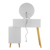 Dressing Table LED Round Mirror Vanity Glass Top Make up Desk Stool Cabinet Set