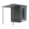 6.4x4ft Galvanized Metal Garden Storage Bike Tools Shed with Open Shed BBQ Party