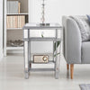 Accent Silver Mirrored End Table Bedroom Living Coffee Side Table Desk w/ Drawer