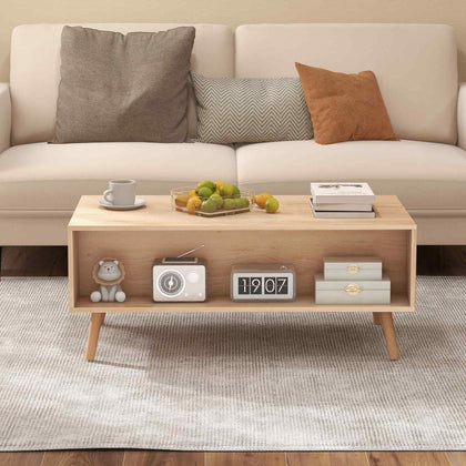 Modern Center Table with 2 Storage Drawers & Back Compartment