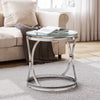 Round Sofa Side Table Glass Top End Coffee Table Chrome Leg Living Room Bedroom