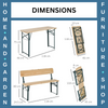 Picnic Bench Set 3-Piece Rectangular Trestle Beer Table Natural Wood Colour