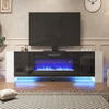 90inch TV Stand Cabinet Unit W/12LED Lights Insert 36" Electric Fireplace Heater