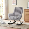 Modern Rocking Chair Upholstered Fabric Leisure Armchair High Wing Back Rocker