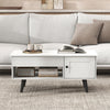 Living Room Table Pull up Coffee Table with Hidden Compartment-White