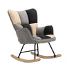 Upholstered Patchwork Fabric Rocking Chair Relaxing Rocker Armchair Lounge Seat