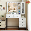 Dressing Table with LED Mirror Modern Makeup Desk Vanity Table + Glass Cabinet