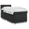 Box Spring Bed with Black 90x190 Faux Leather N8G5