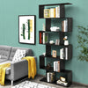 6-tier Bookcase Industrial S-Shaped Bookshelf Wooden Storage Display Rack