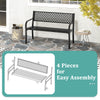 Outdoor Loveseat Chair Metal Patio Bench with Armrests-Black