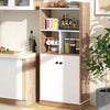 Wooden 4-Tier Bookcase Freestanding Display Unit with 2 Doors & Open Shelves