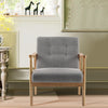 Fabric Upholstered Armchair Solid Wooden Frame Single Sofa Button Back Armchair