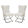 Luxury Dining Table Side Chair Design Sense Button Back Cross Legs Reception 2x