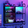 RGB Light Gaming Storage Rack Wall Mounted Floating Adjustable Shelves Remote