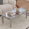 Large Silver Mirrored Coffee Table Crystal Inlay Gorgeous Modern Tea Table Home