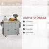 Rolling Kitchen Island Cart with Rubber Wood Top, Spices Grey