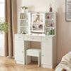 Dressing Table W/ 3Drawers HD Mirror Stool Set Makeup Desk Vanity Table Bedroom