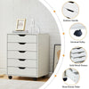 Office Cabinet Mobile Cabinet 5 Drawers with Wheels White