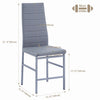Black Tempered Glass Dining Table&4pcs Grey Faux Leather Footrest Dining Chairs