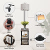 Floor Lamp with Shelves 3 Layers Wooden Storage Shelf Standing Lamp with Linen