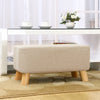 Linen Fabric Padded Stool Bench Footstool Pouffe Footrest Living Room Bedroom