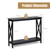 2-Tier Industrial Console Table Rustic Sofa Side Table Narrow Accent Table Black