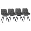 4x Grey 360° Swivel Velvet Dining Chairs Rotatable Metal Legs Kitchen Chairs