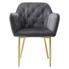 Set of 2/4 Grey Modern Velvet Kitchen Dining Chairs Soft Padded Seat Metal Legs