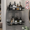 2X Self Adhesive Shower Shelf Bathroom Shower Caddy Rack Storage Organiser Black