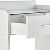 White Dressing table LED With Clear Glass Top Makeup Desk Drawers Stool Vanity