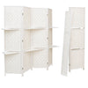 4/6 Panel Solid Weave Wicker Wood Room Divider Partition Screen Shelf Optional