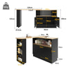 Kitchen Island Storage Cabinet w/ Extendable 360° Swivel Dining Table Bar Table