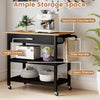 Kitchen Island Dining Room Serving Trolley with 2 Open Shelves-Black