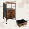 Industrial Bedside Table Charging Station End Table Nightstand w/2 Drawer