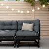 Tidyard Sofa Chairs Garden Corner Sofa Black Solid Wood Pine Seats Patio N2T1