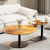 2X Chic Nesting Coffee Table Set Unique Vintage Wood Grains Glass Stacking Table