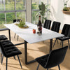 White Marble Effect Extendable 140 - 180 cm Dining Table with Black Metal Legs